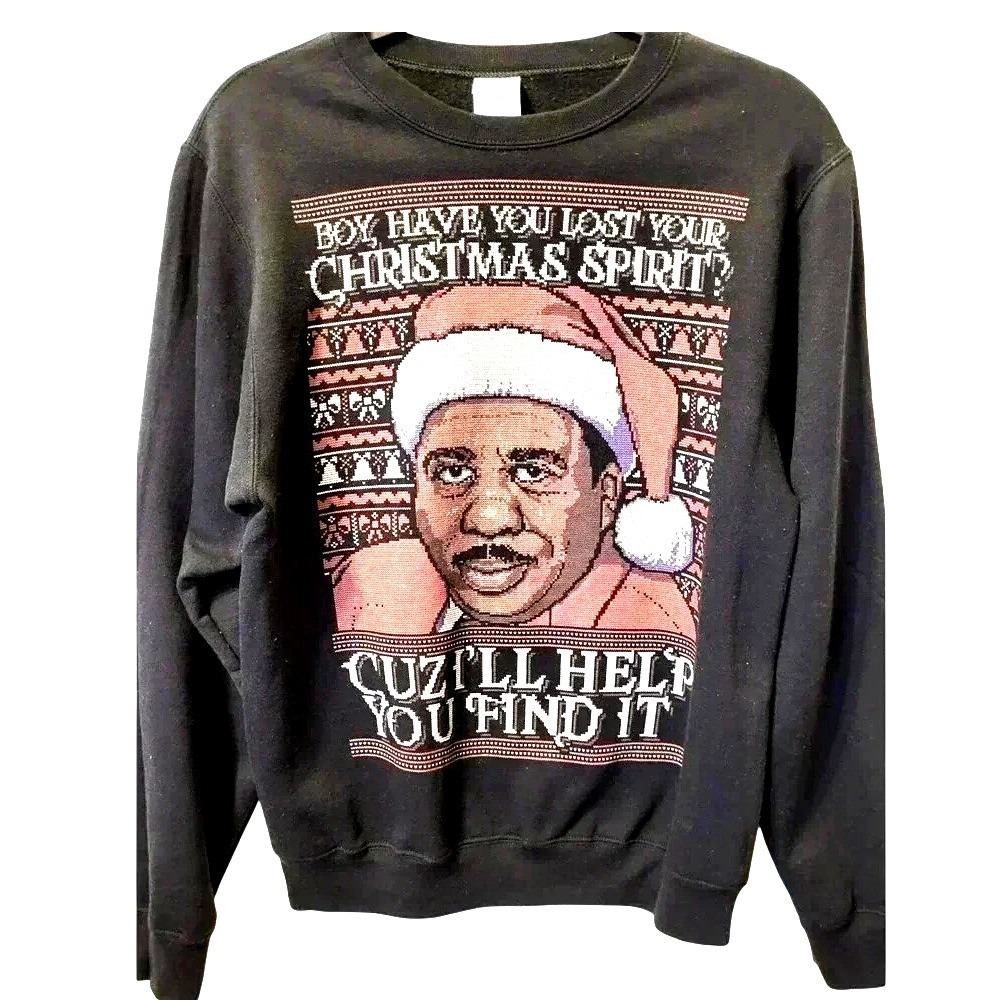 Port & Company The Office Stanley Hudson Christmas Spirit Black Sweatshirt Small
